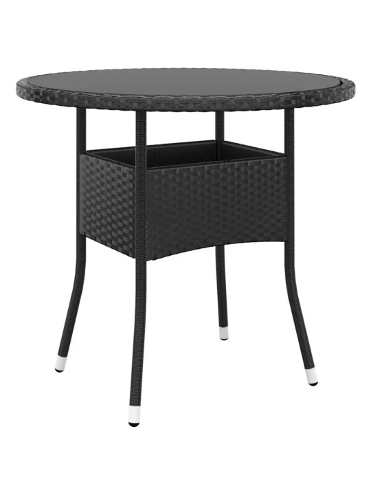 3-OSALINE BISTROOKOMPLEKT, POLÜROTANG, KARASTATUD KLAAS, MUST