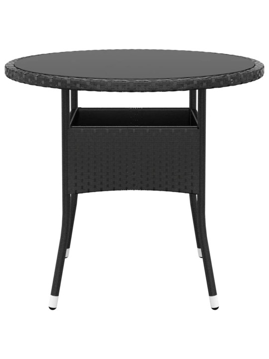 3-OSALINE BISTROOKOMPLEKT, POLÜROTANG, KARASTATUD KLAAS, MUST