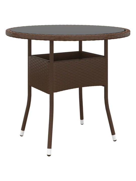 3-osaline bistrookomplekt, polürotang, karastatud klaas, pruun
