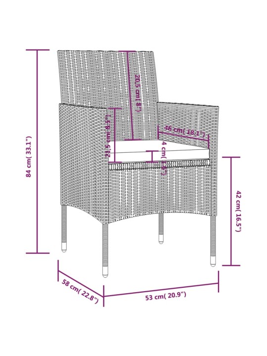 8-osaline aiamööbli komplekt patjadega, polürotang, hall