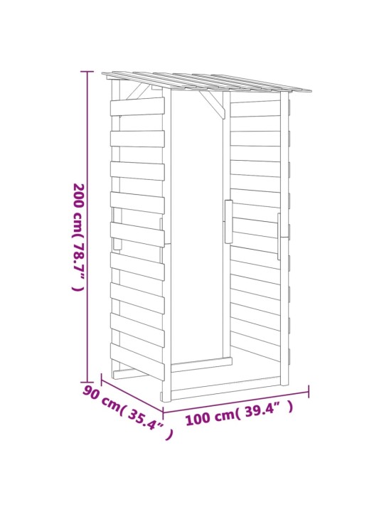 Katusega lehtlad 3 tk, 100x90x200 cm, immutatud männipuit