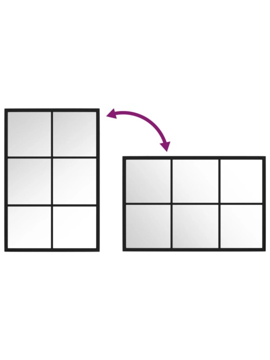Seinapeegel, must, 60 x 40 cm, metall