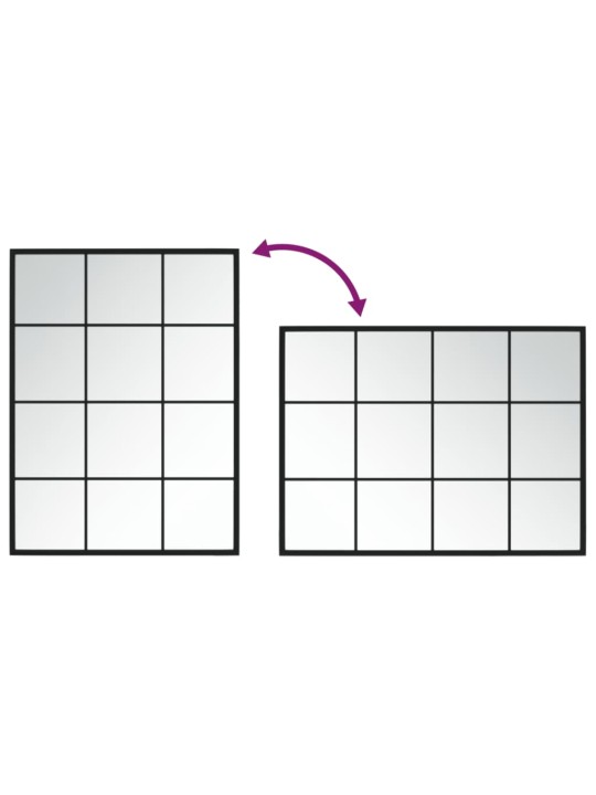 Seinapeegel, must, 80 x 60 cm, metall