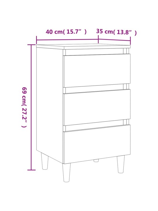 Öökapid puidust jalad 2 tk, suitsutatud tamm, 40x35x69 cm