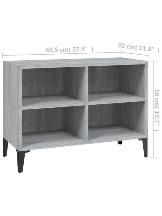 Metalljalgadega telerikapp, hall sonoma tamm, 69,5x30x50 cm