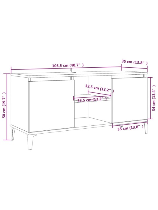 Metalljalgadega telerikapp, pruun tamm, 103,5 x 35 x 50 cm