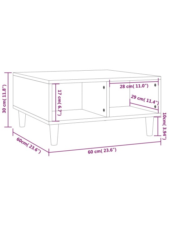 Kohvilaud, hall sonoma tamm 60 x 60 x 30 cm, puitlaastplaat