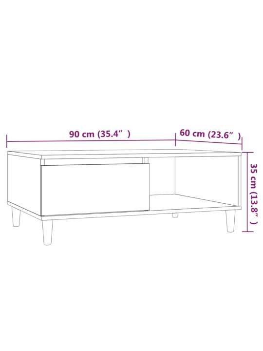 Kohvilaud, hall sonoma tamm, 90 x 60 x 35 cm, tehispuit