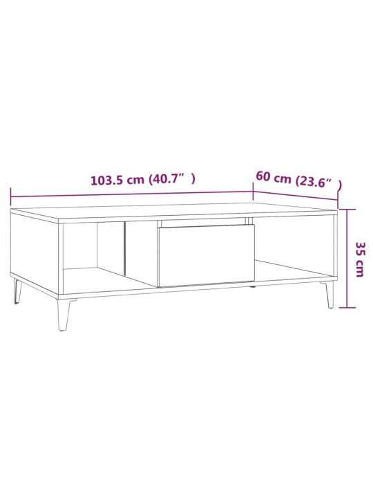 Kohvilaud, pruun tamm, 103,5 x 60 x 35 cm, puitlaastplaat