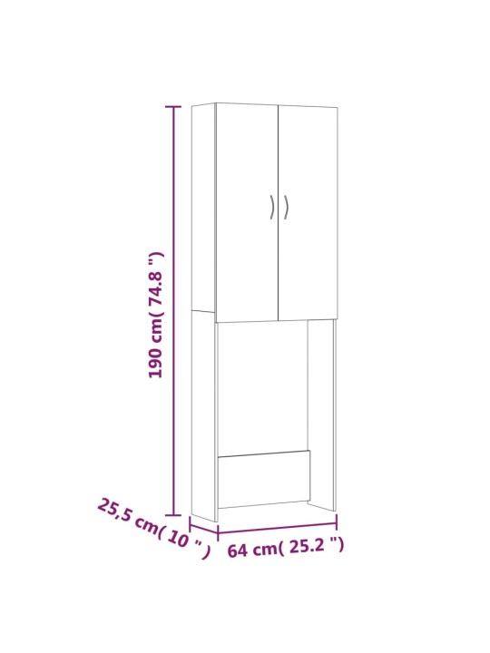 Pesumasinakapp, suitsutatud tamm, 64 x 25,5 x 190 cm