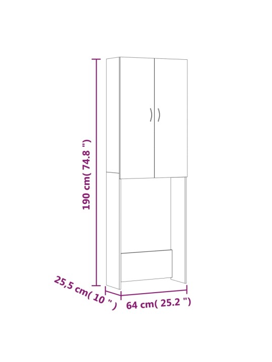 Pesumasinakapp, hall sonoma, 64 x 25,5 x 190 cm