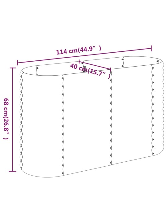 Aia taimekast, pulbervärvitud teras, 114 x 40 x 68 cm, hall