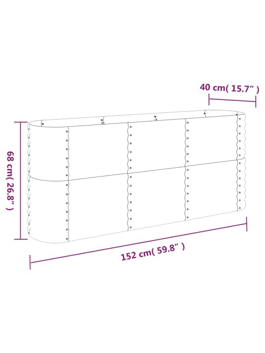 Aia taimelava, pulbervärvitud teras, 152x40x68 cm, hall