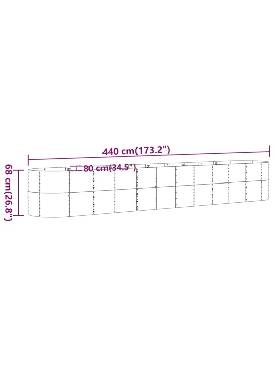 Aia taimelava, pulbervärvitud teras, 440x80x68 cm, roheline