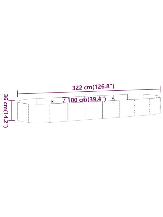 Aia taimelava, pulbervärvitud teras, 322x100x36 cm, roheline