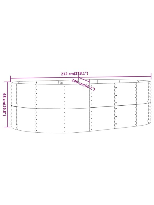 Aia taimekast, hall, 212x140x68 cm, pulbervärvitud teras