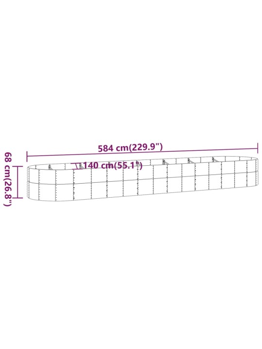 Aia taimelava, pulbervärvitud teras, 584x140x68 cm, pruun