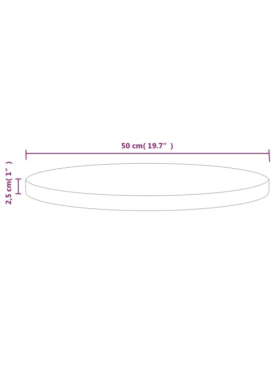 Lauaplaat ø50x2,5 cm, männipuit