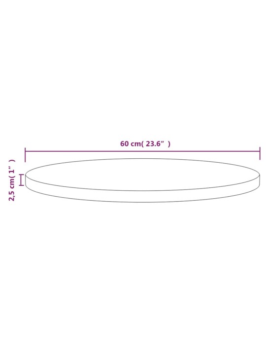 Lauaplaat ø60x2,5 cm, männipuit