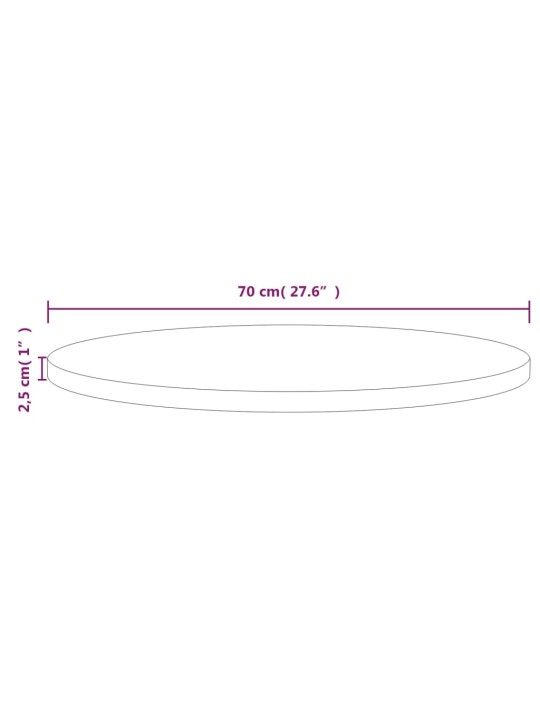 Lauaplaat ø70x2,5 cm, männipuit