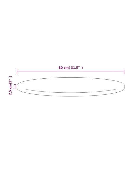 Lauaplaat ø80x2,5 cm, männipuit