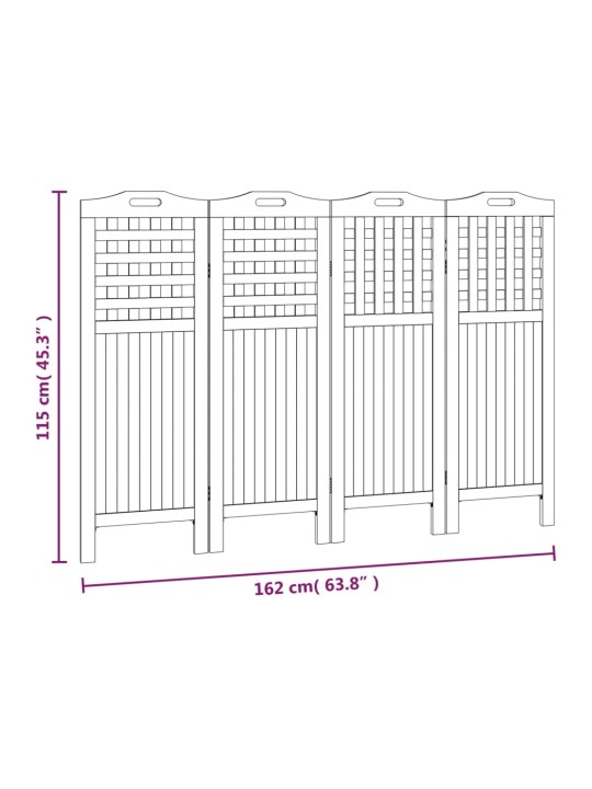4 paneeliga sirm, 162 x 2 x 115 cm, akaatsiapuit