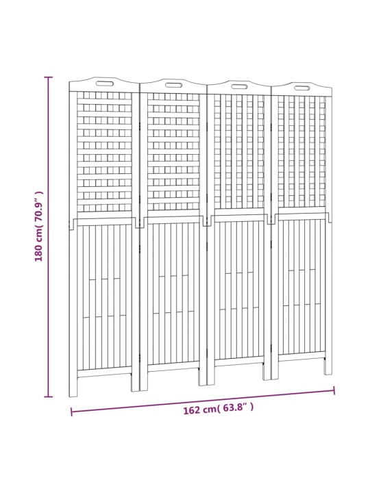 4 paneeliga sirm, 162 x 2 x 180 cm, akaatsiapuit