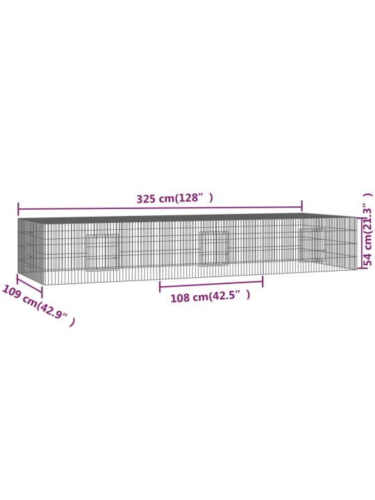 3 paneeliga jänesepuur, 325x109x54 cm, tsingitud raud