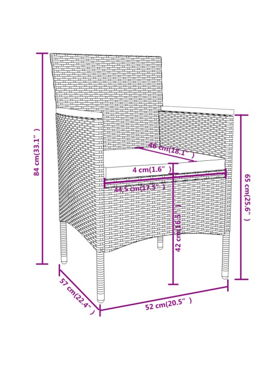 3-osaline aiamööbli komplekt, polürotang, hall