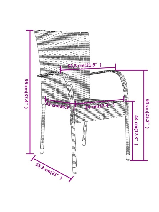 3-osaline aiamööbli komplekt, polürotang, hall