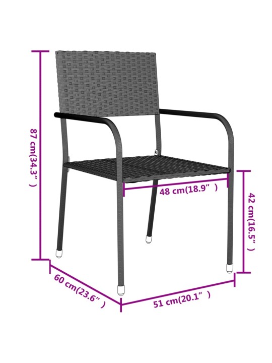 3-osaline aiamööbli komplekt, polürotang, must