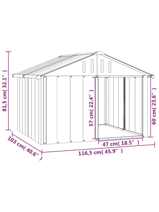 Koerakuut, antratsiithall, 116,5x103x81,5 cm, tsingitud teras