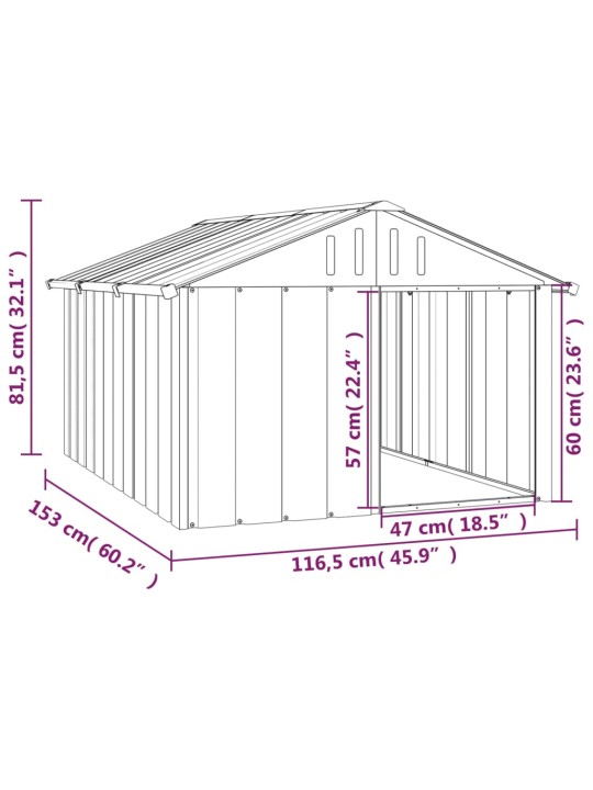 Koerakuut, antratsiithall, 116,5x153x81,5 cm, tsingitud teras