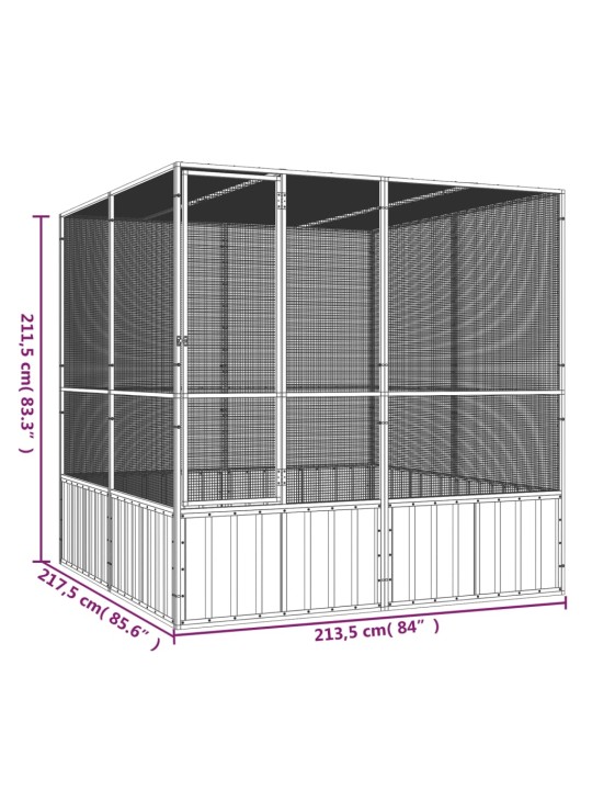 Linnupuur, hall, 213,5x217,5x211,5 cm, tsingitud teras