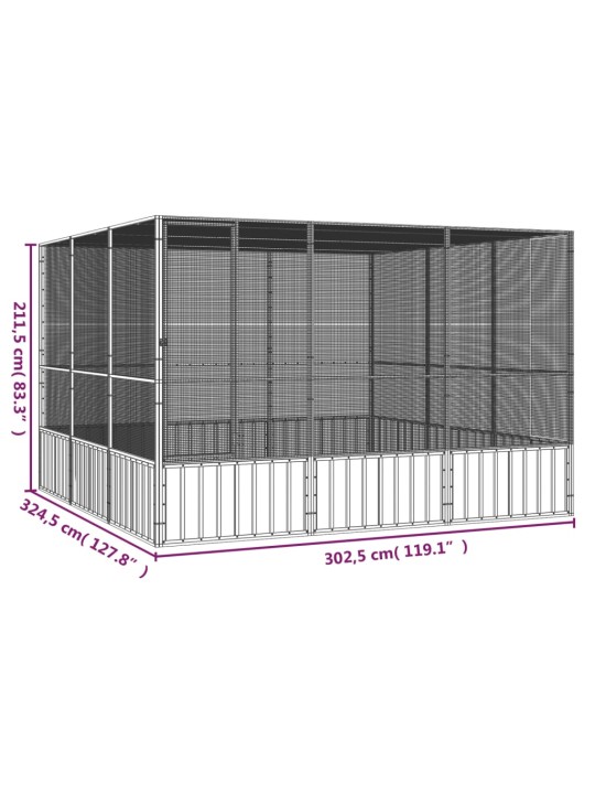 Linnupuur, hall, 302,5 x 324,5 x 211,5 cm, tsingitud teras