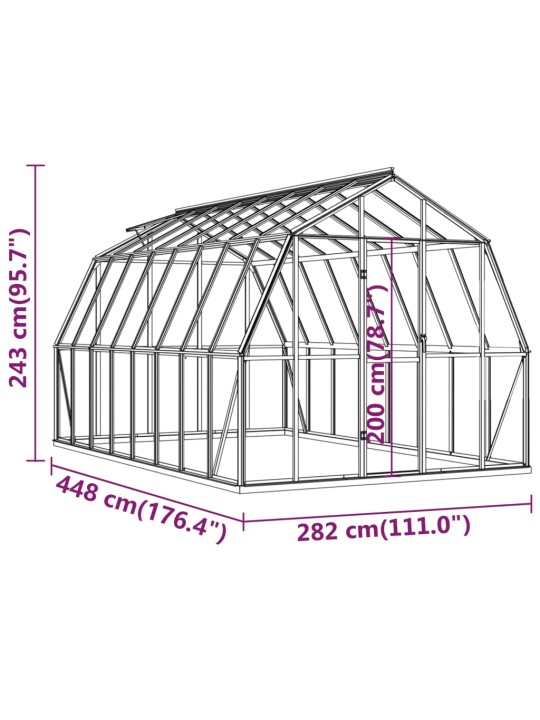 Kasvuhoone alusraamiga, antratsiithall, 12,63 m², alumiinium