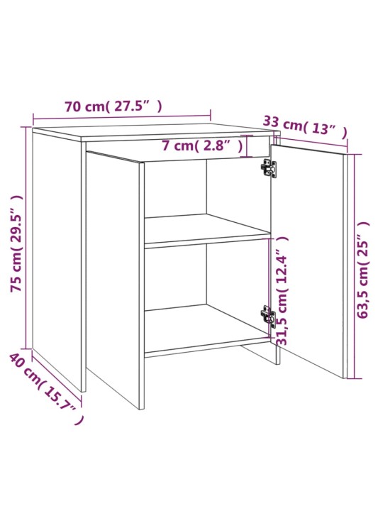 3-osaline puhvetkapp, suitsutatud tamm, tehispuit