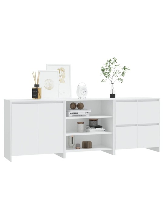 3-osaline puhvetkapp, valge, tehispuit