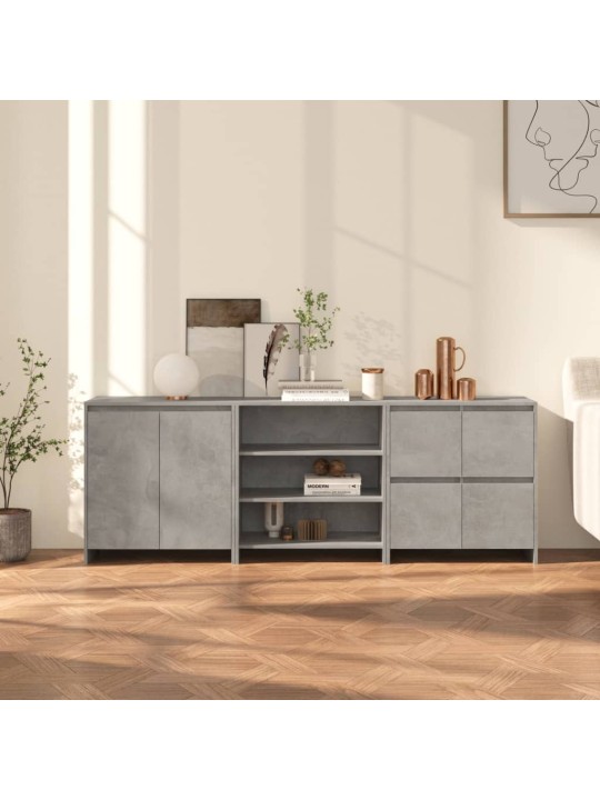 3-osaline puhvetkapp, betoonhall, tehispuit