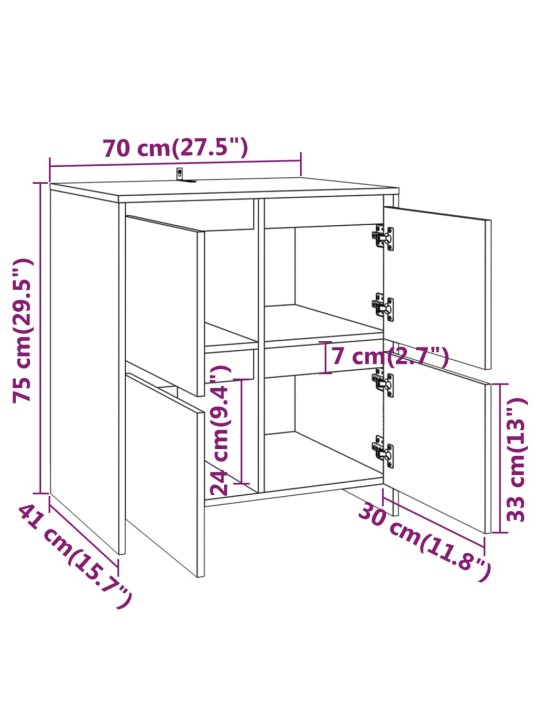 3-osaline puhvetkapp, suitsutatud tamm, tehispuit