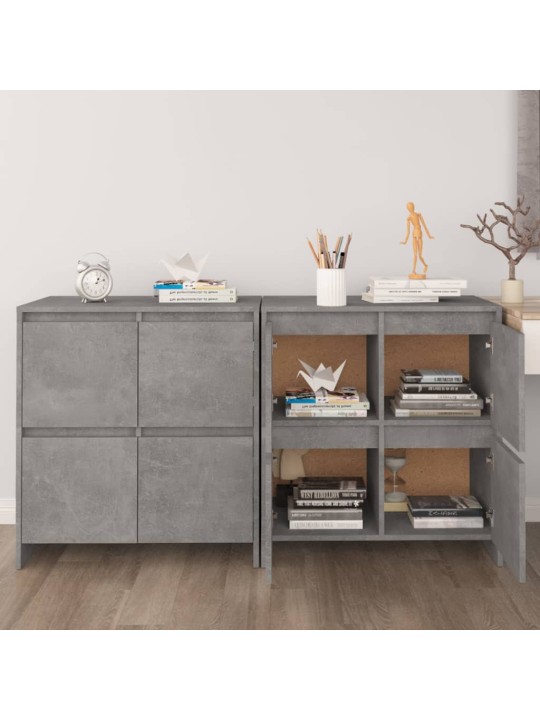 Puhvetkapp 2 tk, betoonhall, 70 x 41 x 75 cm, puitlaastplaat