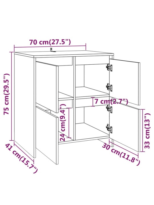 Puhvetkapp 2 tk, suitsutatud tamm, 70 x 41 x 75 cm