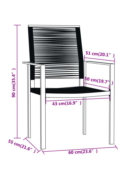 5-osaline aiamööbli komplekt, must