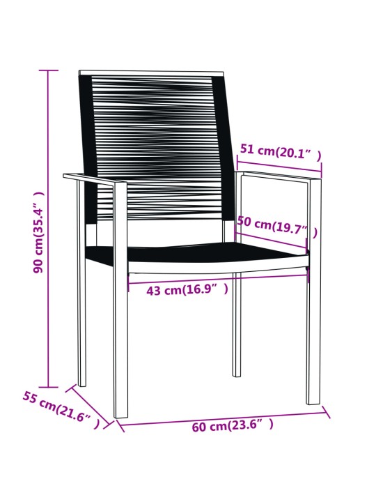 7-osaline aiamööbli komplekt, must