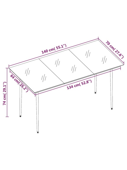 7-osaline aiamööbel, must, pvc-rotang