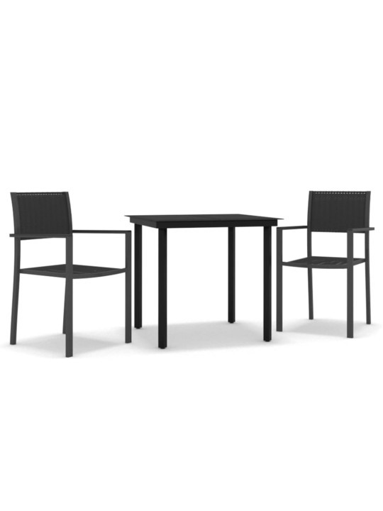 3-osaline aiamööbli komplekt, must