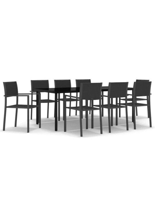 9-osaline aiamööbli komplekt, must