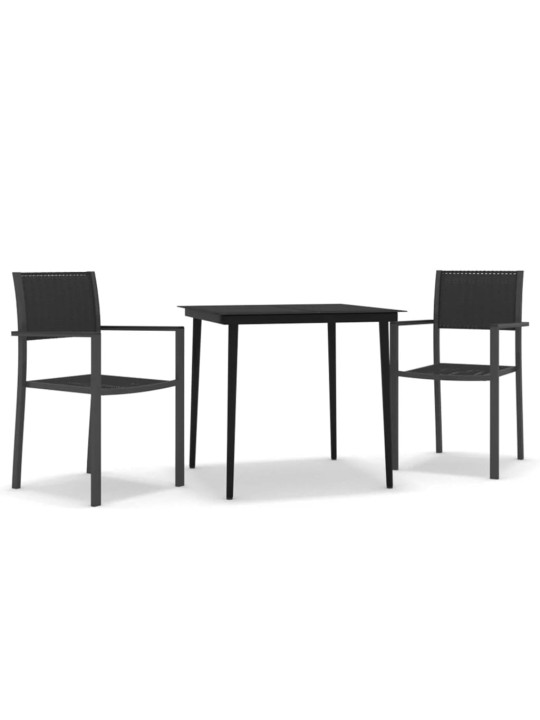 3-osaline aiamööbli komplekt, must