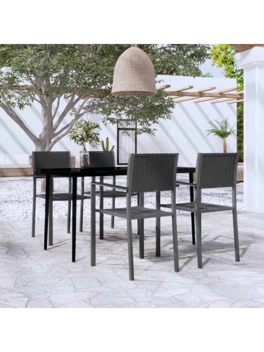 5-osaline aiamööbli komplekt, must