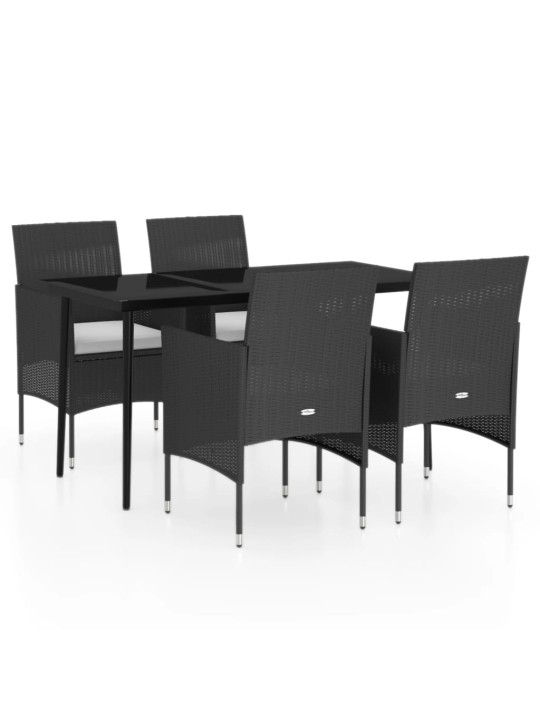 5-osaline aiamööbli komplekt patjadega, must
